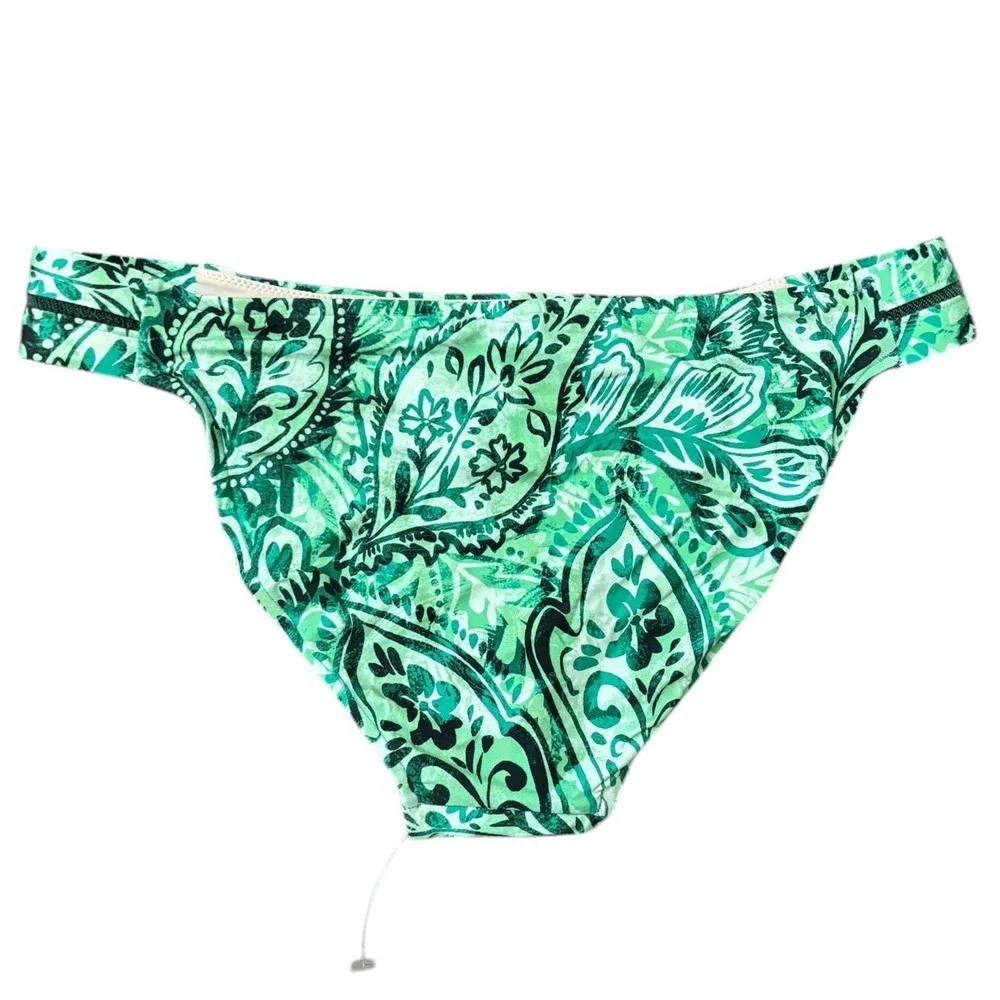 Monte & Lou Elation Twin Band‎ Pant Green Paisley Bikini Bottom Size 10 US NWT